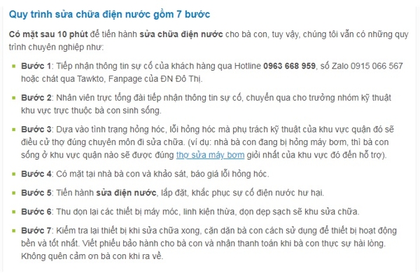 Quy trình sửa chữa bơm nước tại điện nước Hà Nội